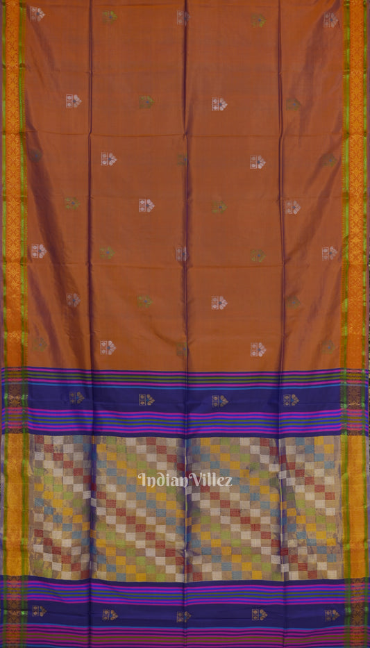 Fire Flame With Blue Pure South Soft Silk Saree