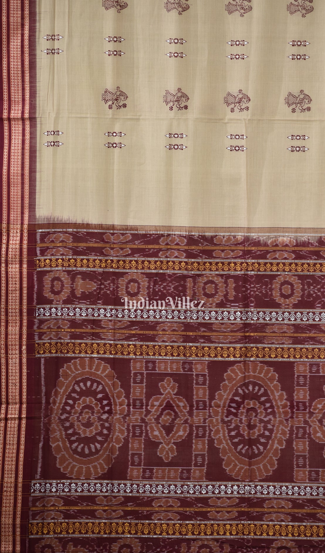 Camel Brown Odisha Ikat Sambalpuri Pure Cotton Saree 