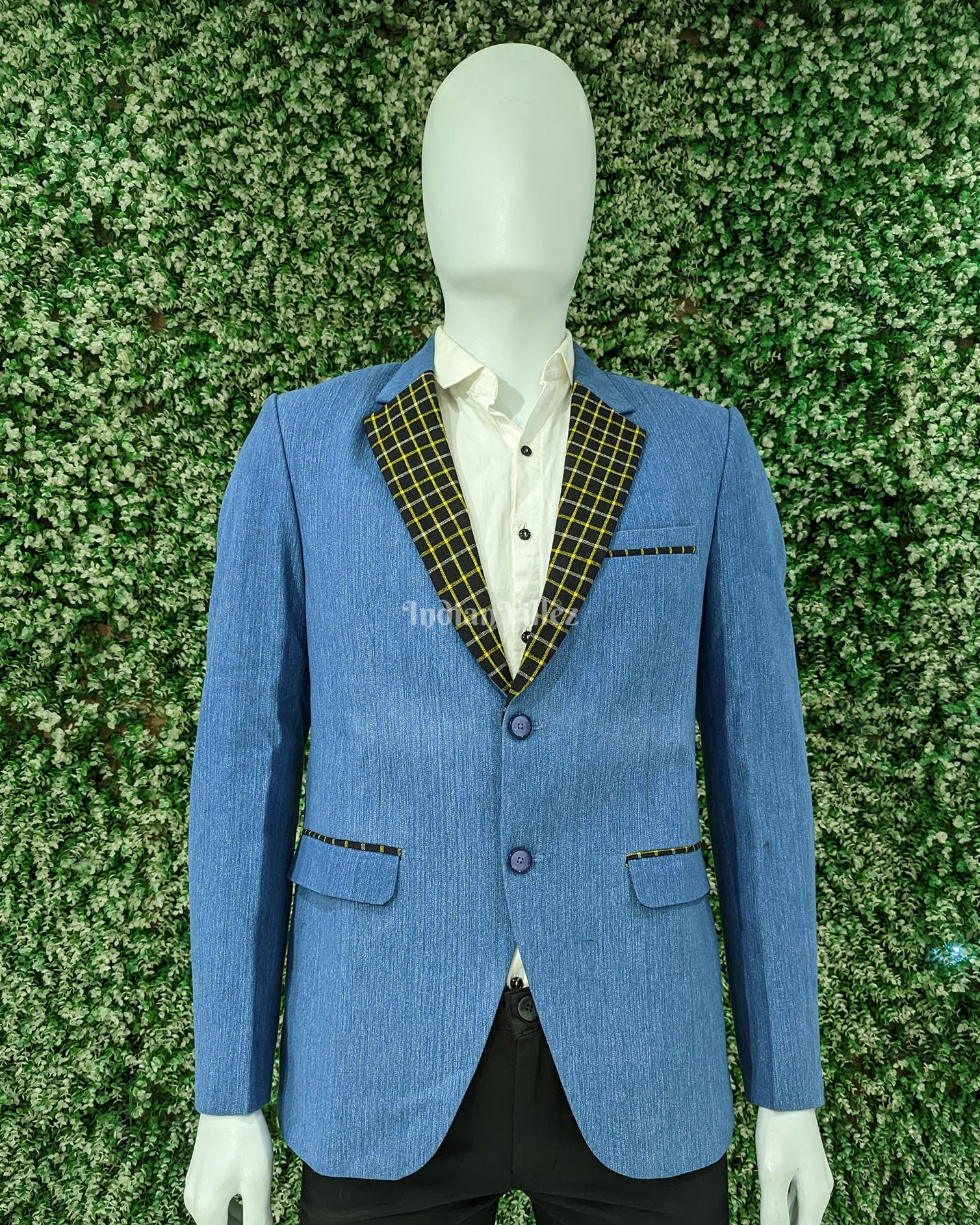 Sky Denim Odisha Ikat Men's Designer Blazer