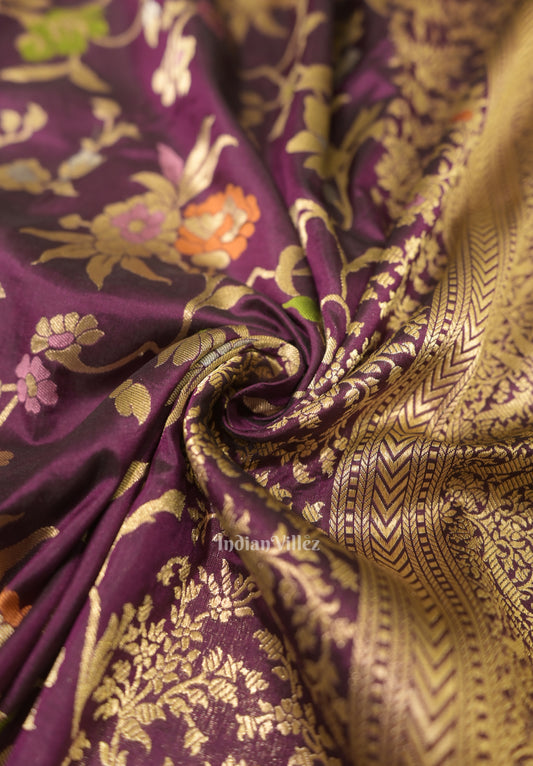 Purple Meenakari Banarasi Katan Silk Saree