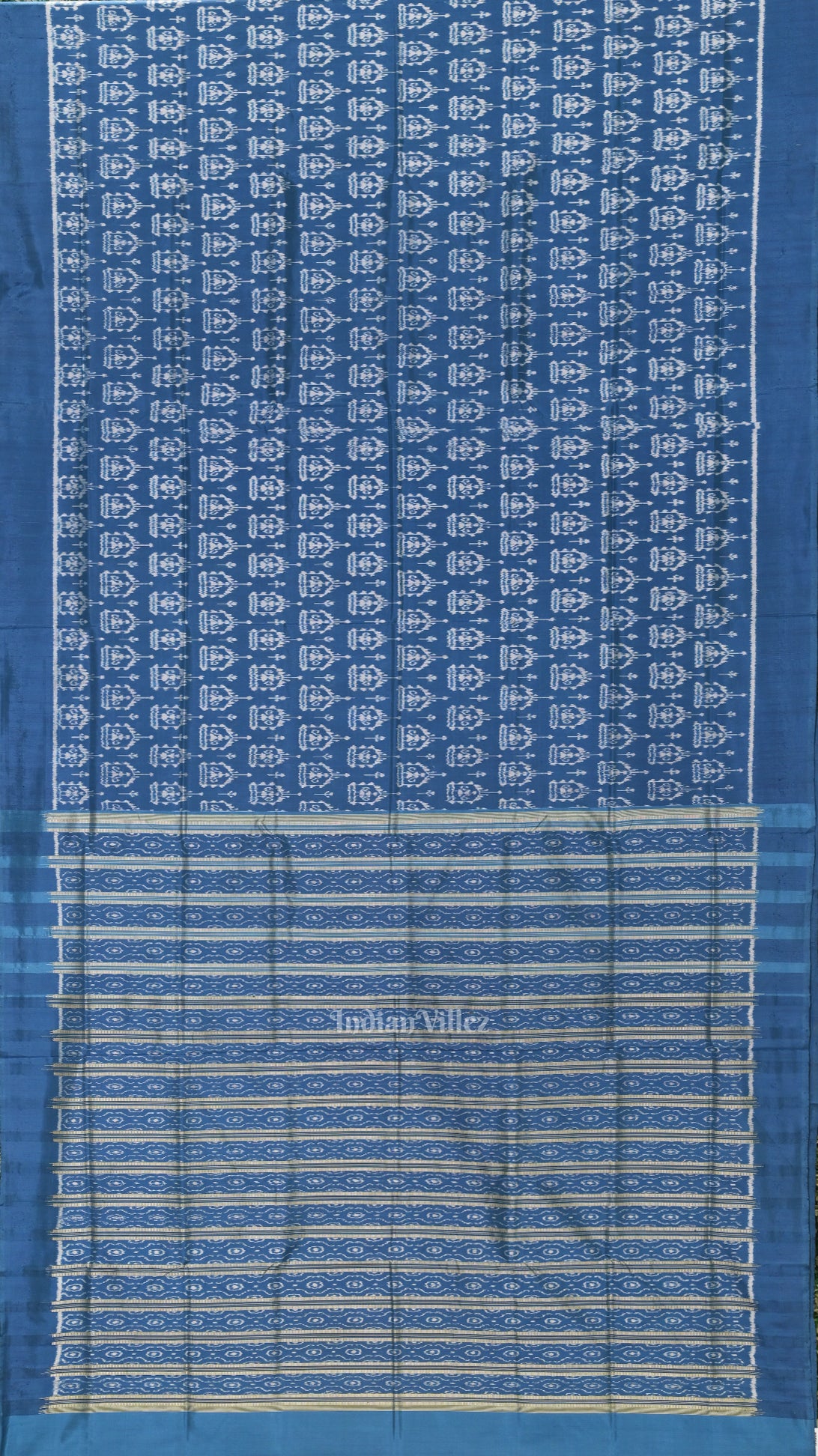 Light Blue Tribal Theme Sambalpuri Silk Saree