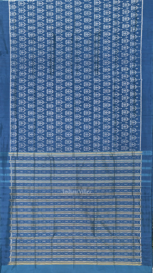 Light Blue Tribal Theme Sambalpuri Silk Saree