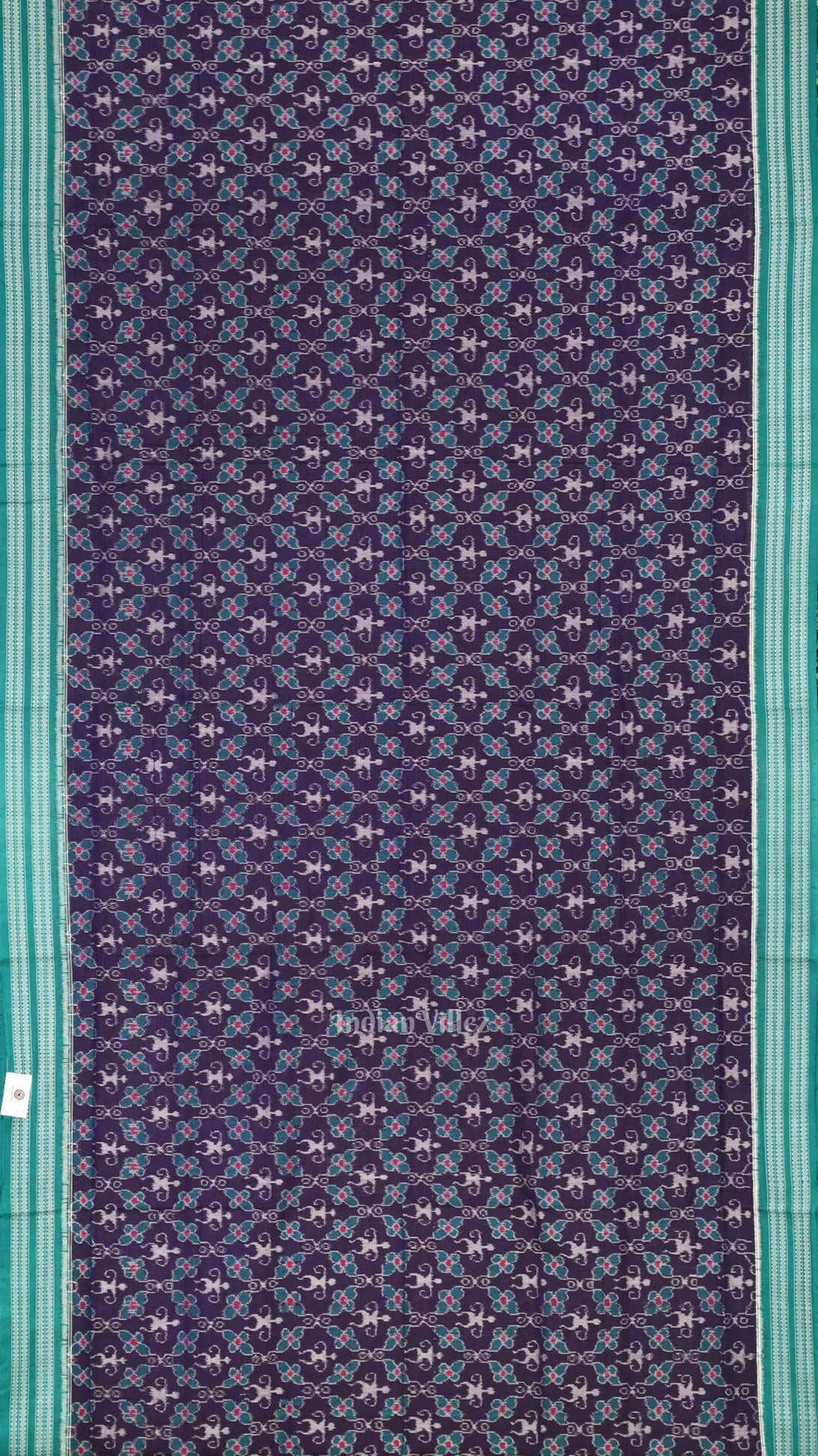 Blue Green Tribal Theme Odisha Sambalpuri Pure Cotton Saree