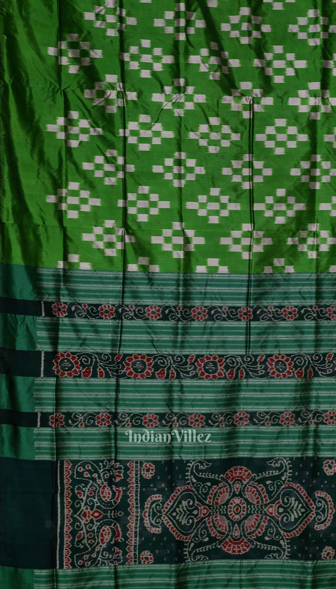 Green Grey Pasapali Theme Sambalpuri Silk Saree