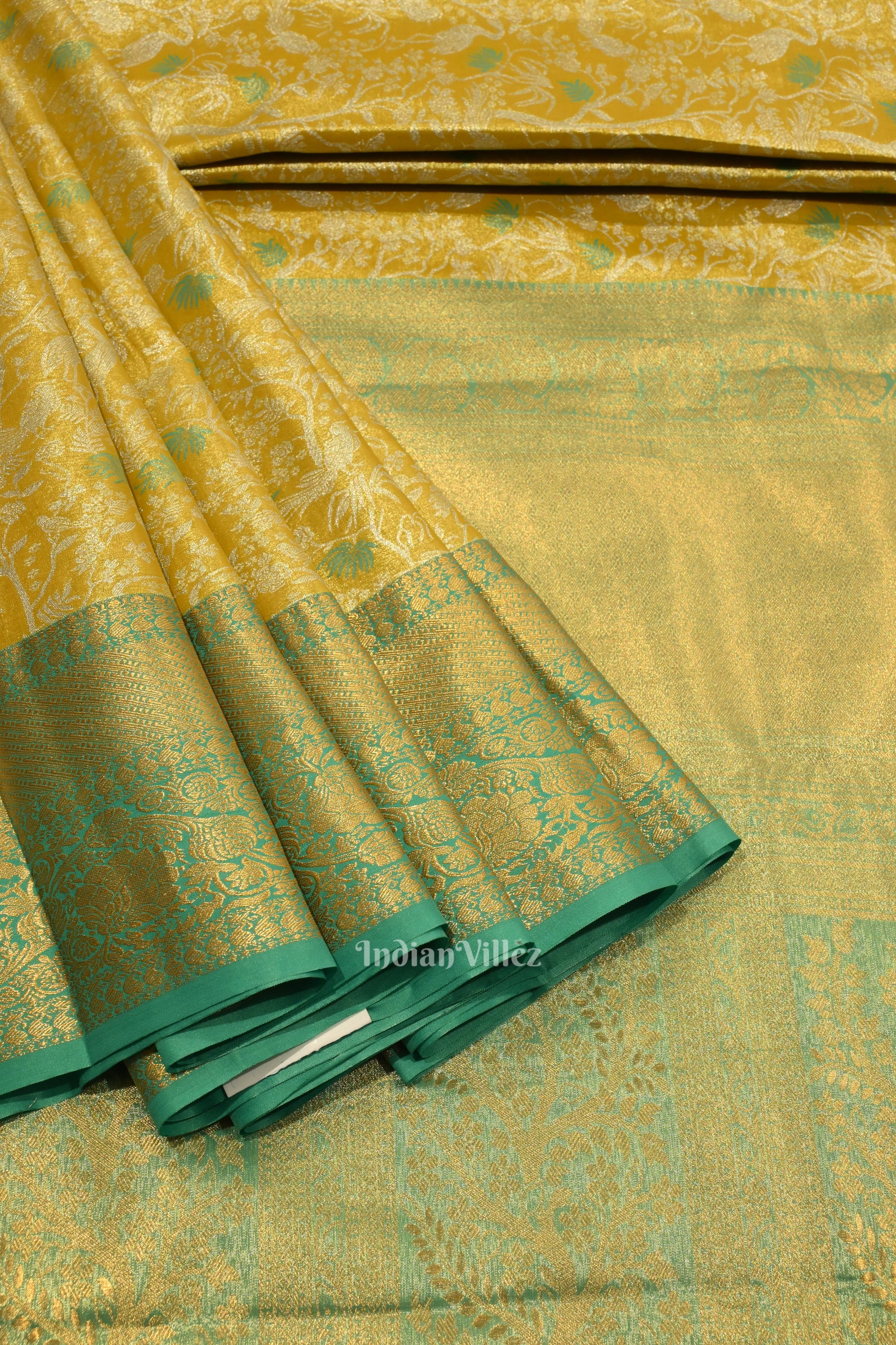 Golden Yellow Pure Kanjivaram Tissue Silk Saree