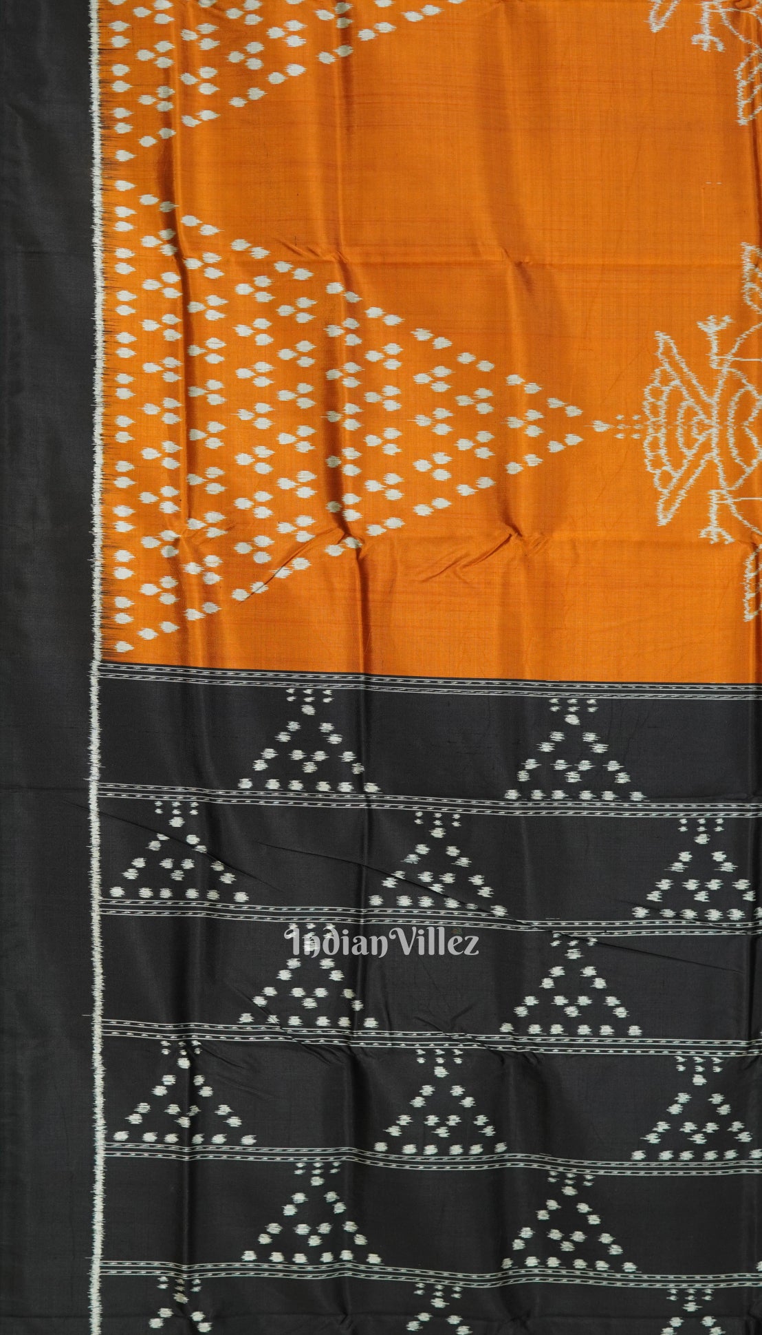 Deep Orange Odisha Ikat Designer Contemporary Silk Saree