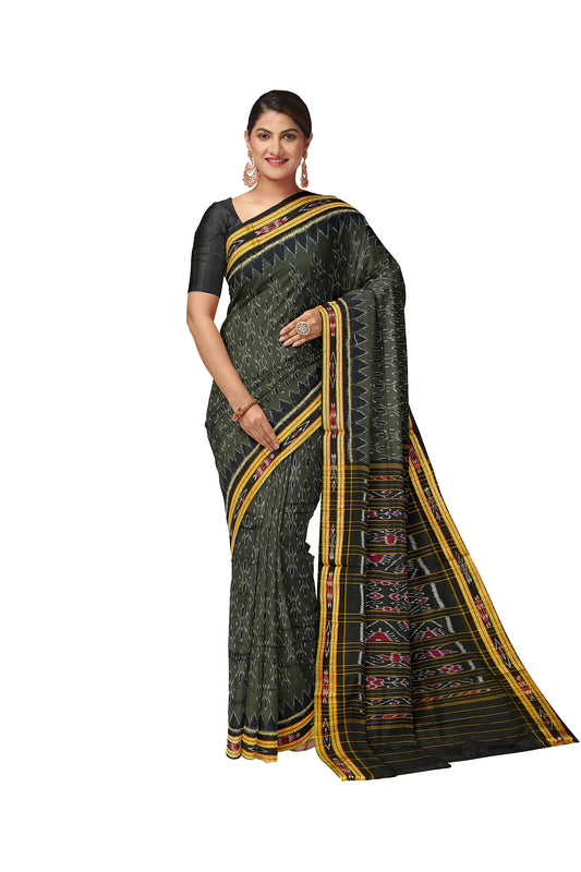 Bottle Green Maniabandha Cotton Tribal Saree