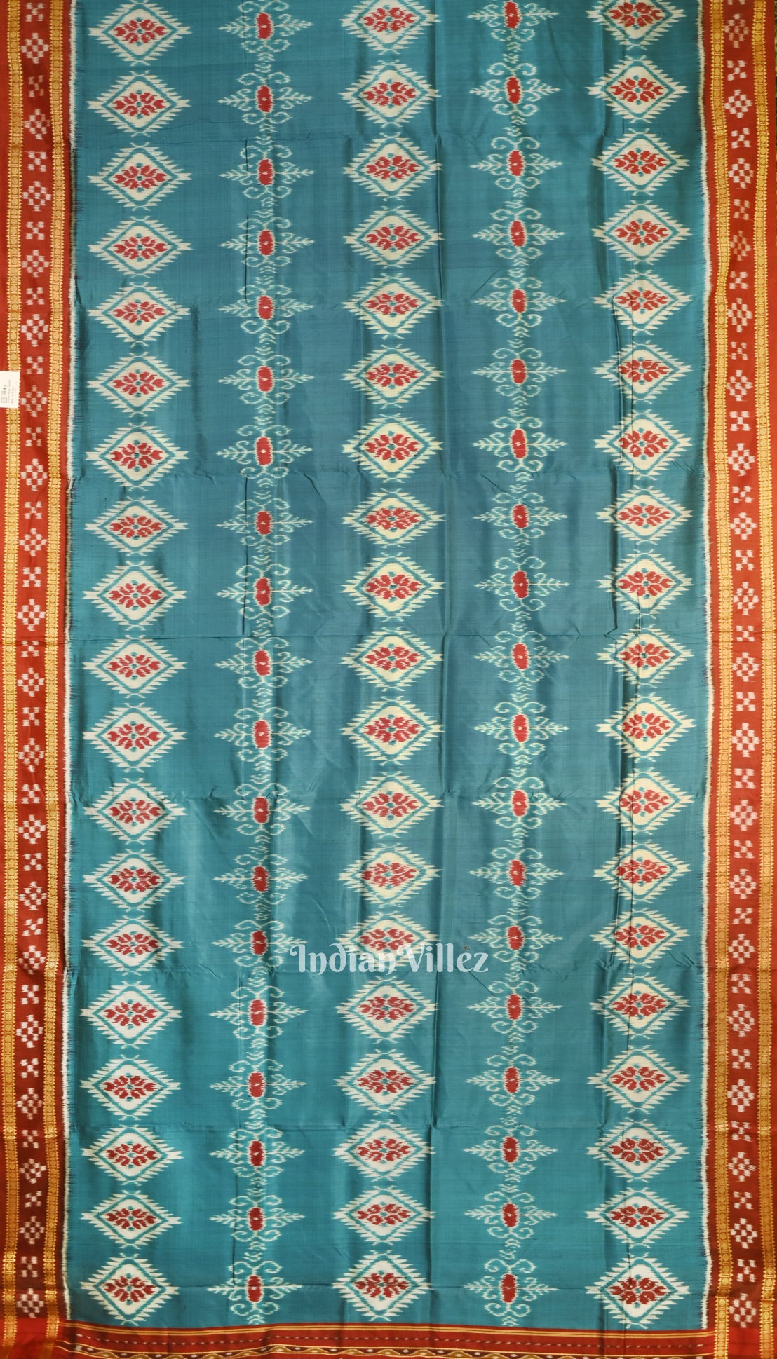 Blue Red Pasapalli Border Odisha Ikat Khandua Silk Saree