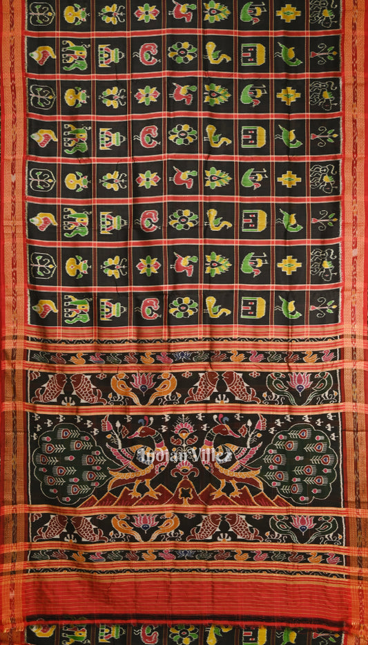 Black Nabakothi Odisha Ikat Khandua Silk Saree