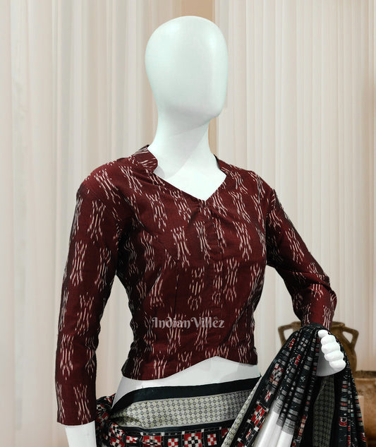 Maroon Odisha Ikat Pochampally Cotton Blouse