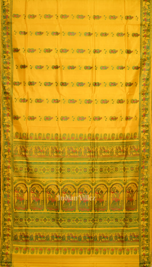 Yellow Handwoven Baluchari Silk Saree