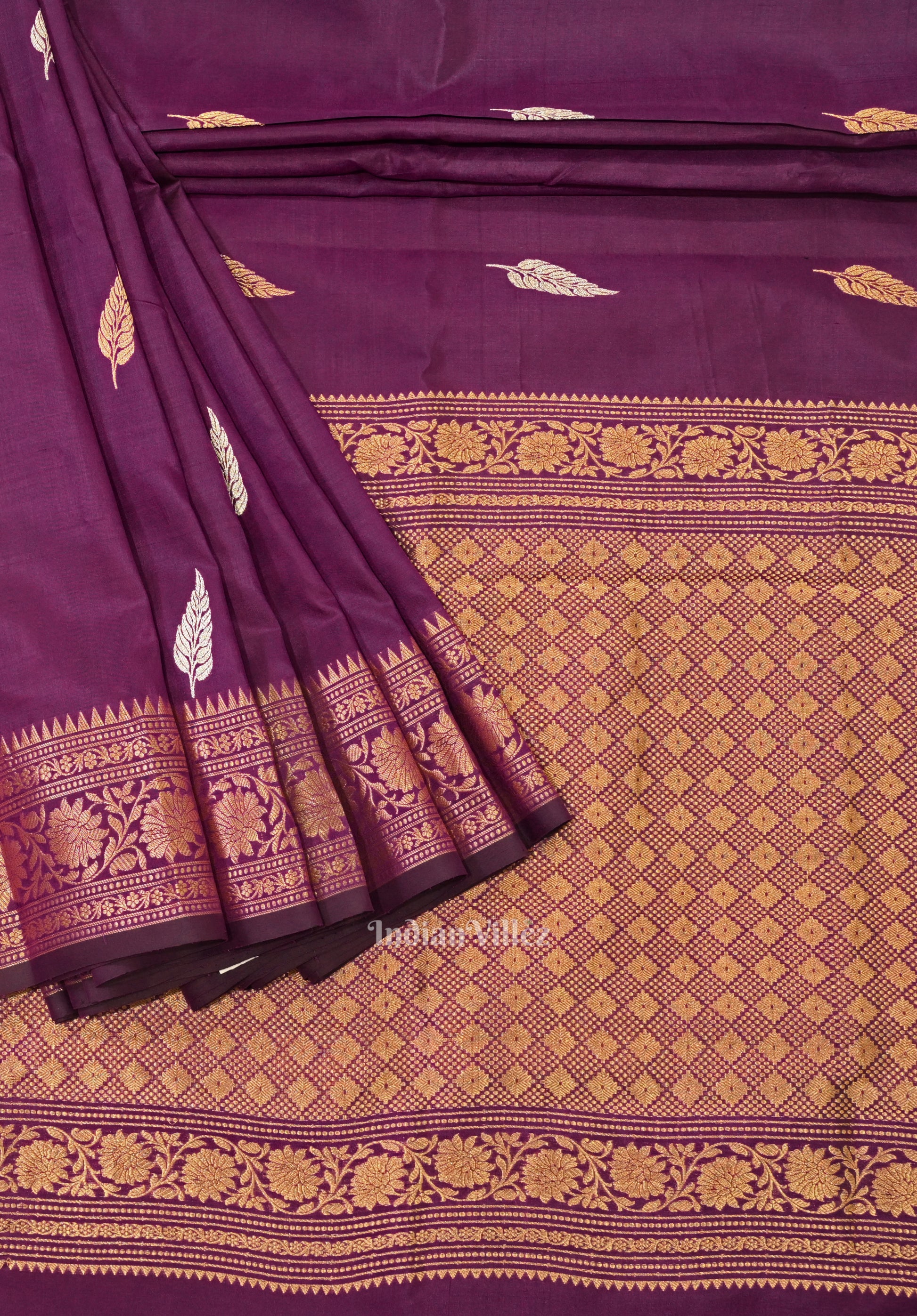 Purple Designer Katan Banarasi Silk Saree