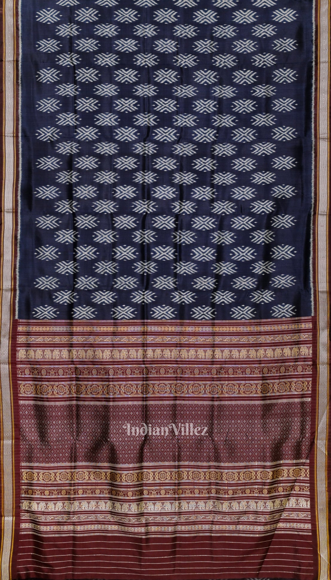 Berry Blue Dongria Border Contemporary Silk Saree