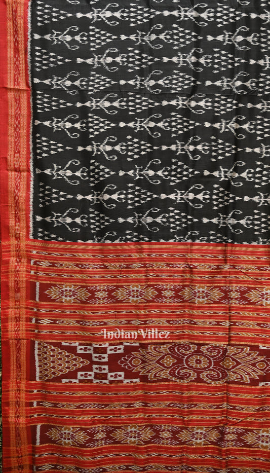 Black Tribal Art Odisha Ikat Khandua Silk Saree