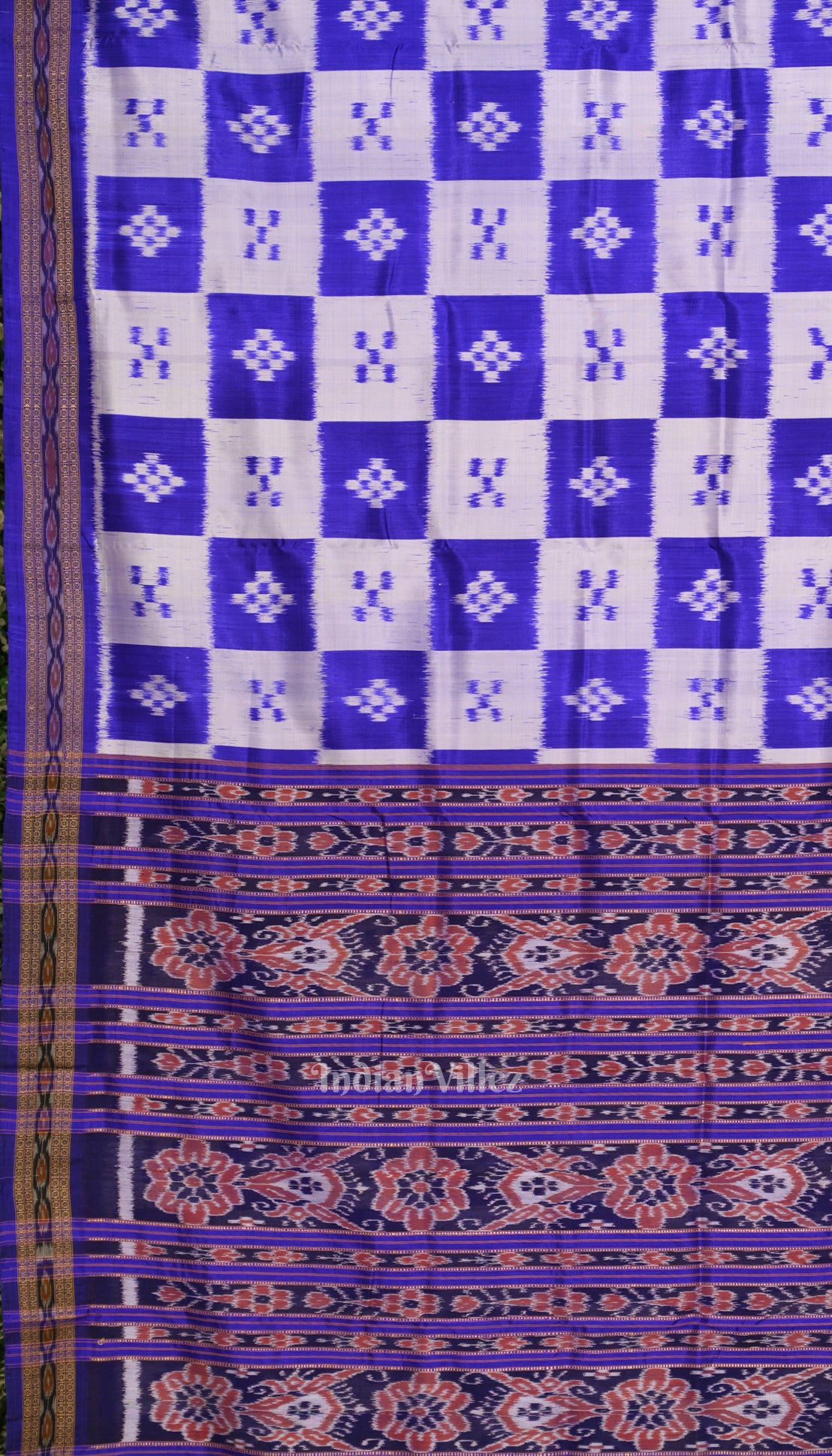 Royal Blue Pasapali Theme Odisha Handloom Khandua Silk Saree