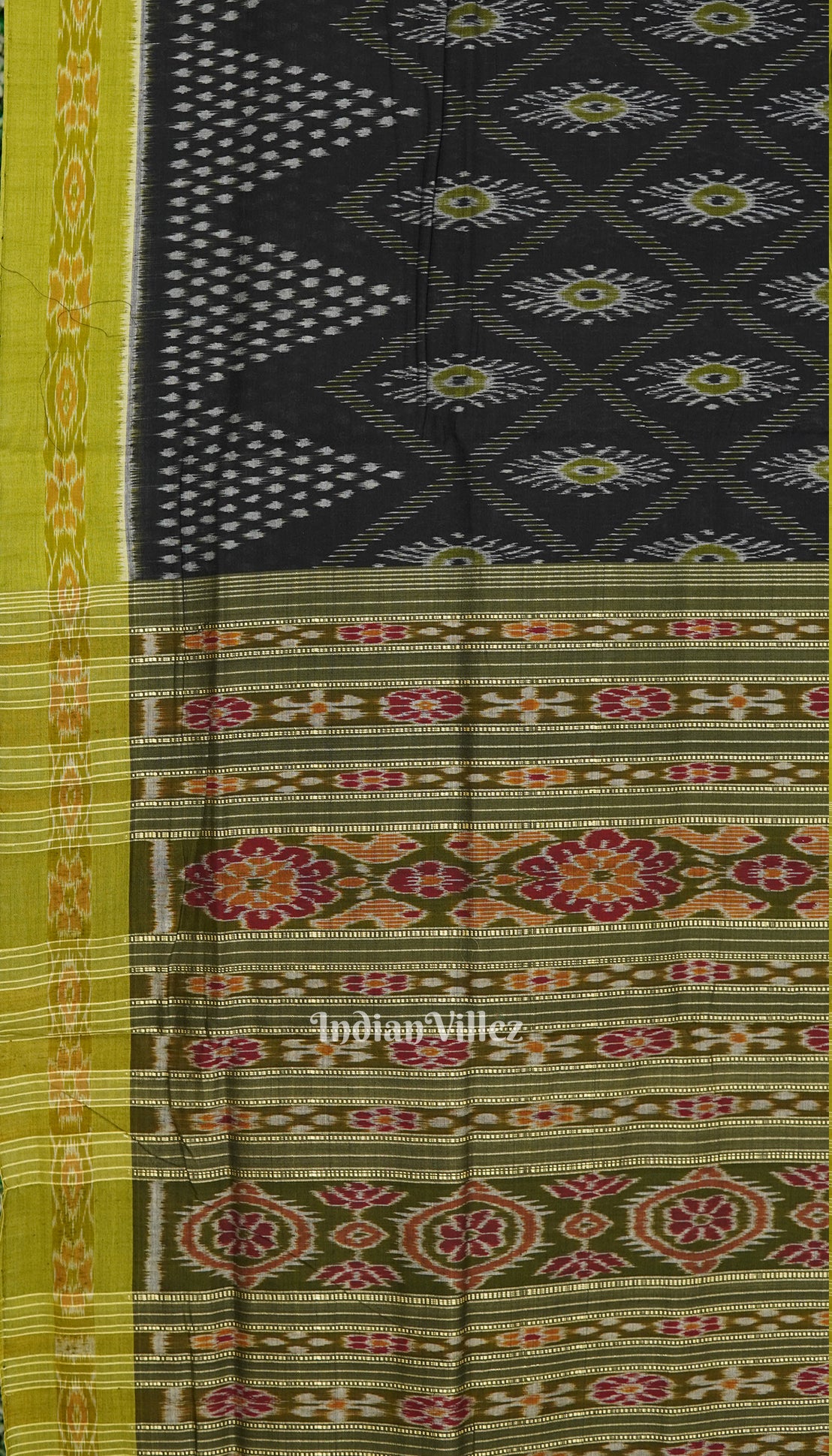 Black Green Nabarangi Sambalpuri Cotton Saree