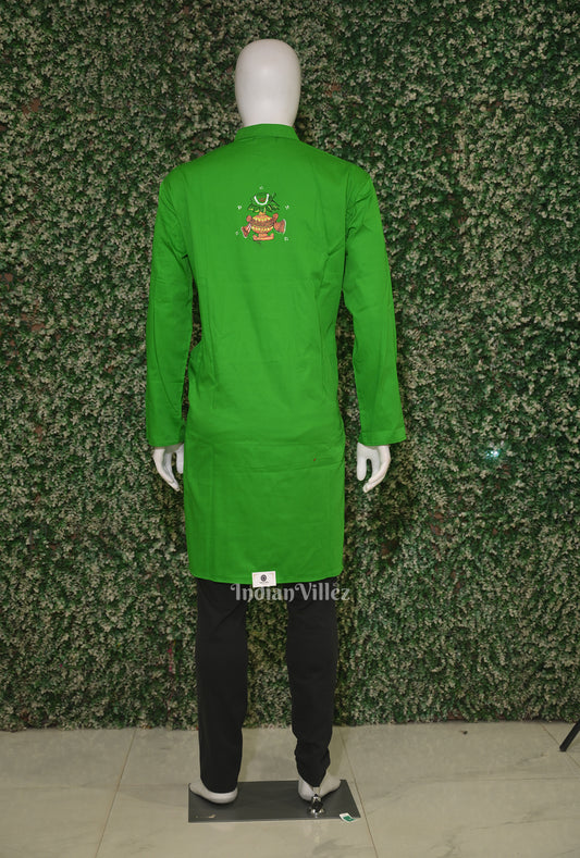 Green Kandarpa Hasti Hand-Painted Pattachitra Kurta