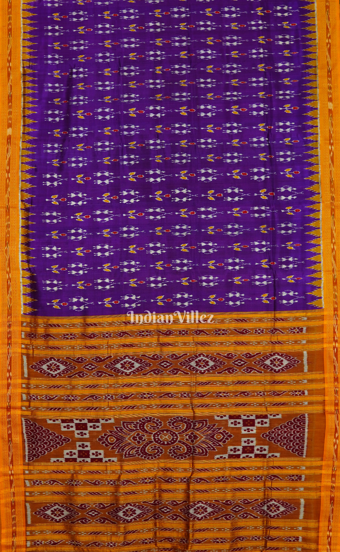 Purple Tribal Theme Odisha Ikat Khandua Silk Saree