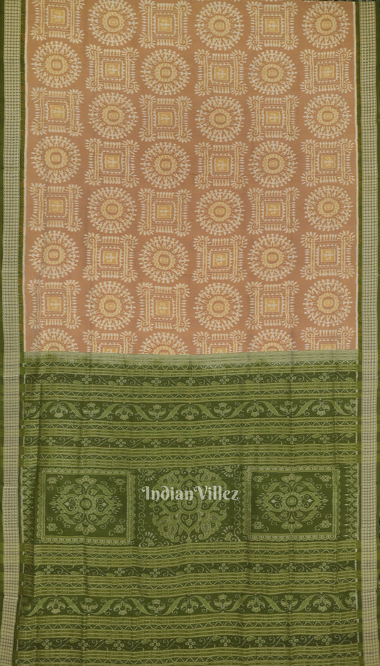 Golden Odisha Ikat Tribal Art Sambalpuri Silk Saree