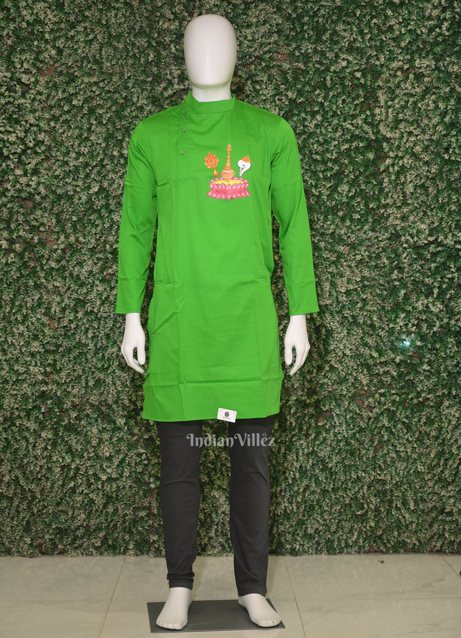 Green  Hand-Painted Pattachitra Kurta