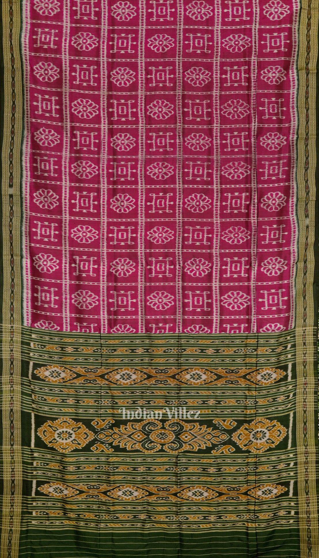 Rani Pink Odisha Ikat Khandua Silk Saree