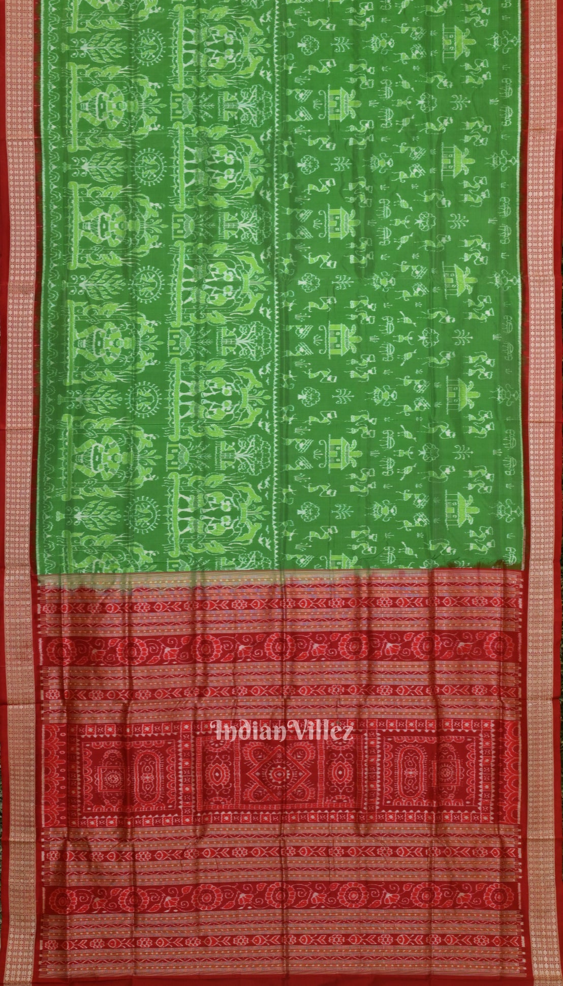 Green Odisha Ikat Tribal Exclusive Sambalpuri Silk Patta Saree