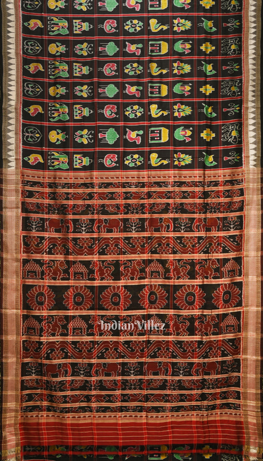 Black Nabakothi Odisha Ikat Khandua Silk Saree