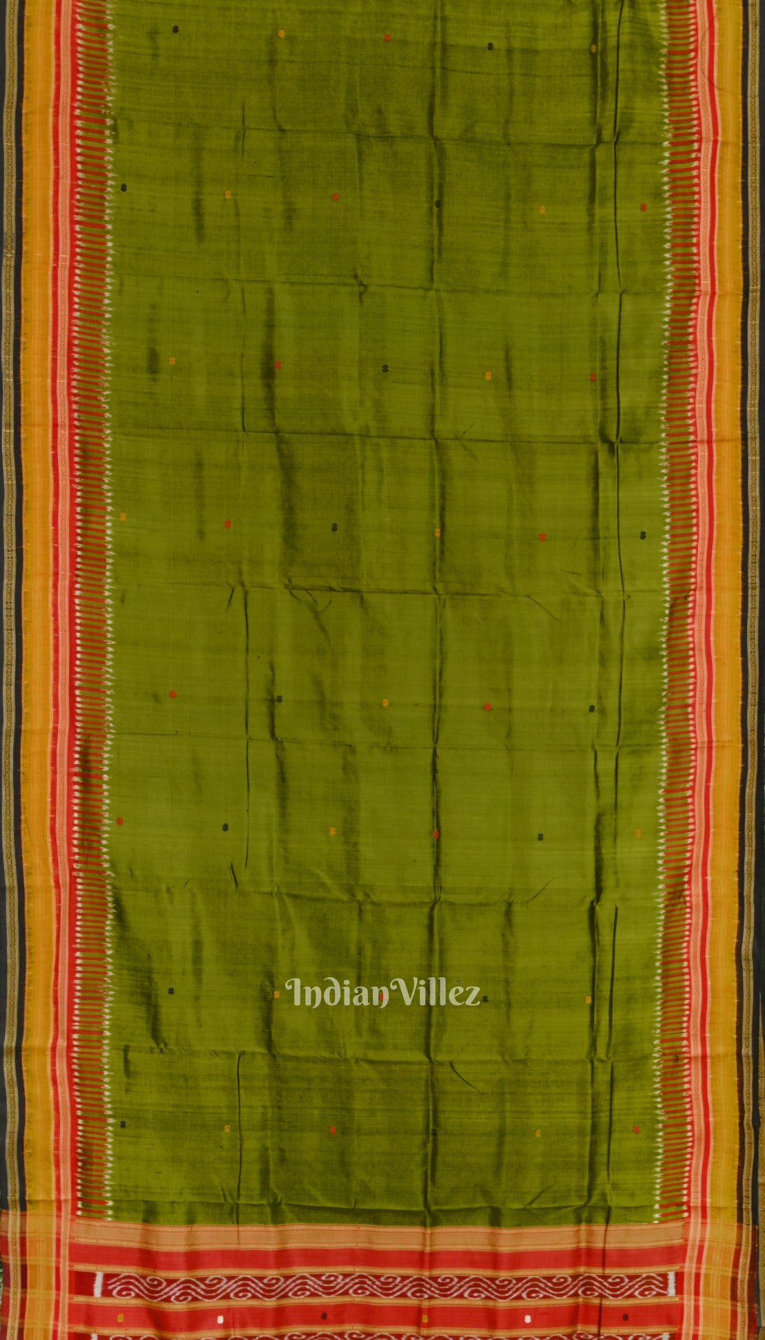 Green Red Kathiphera Odisha Ikat Khandua Silk Saree