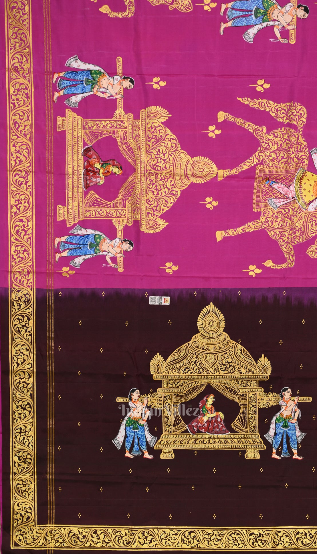 Coffee with Rani Pink Doli Barat /Palki Theme Pattachitra Silk Saree 