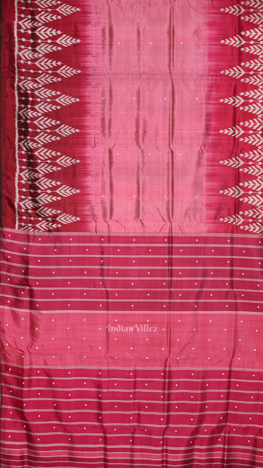 Onion Pink Red Buti Design Odisha Ikat Contemporary Silk Saree