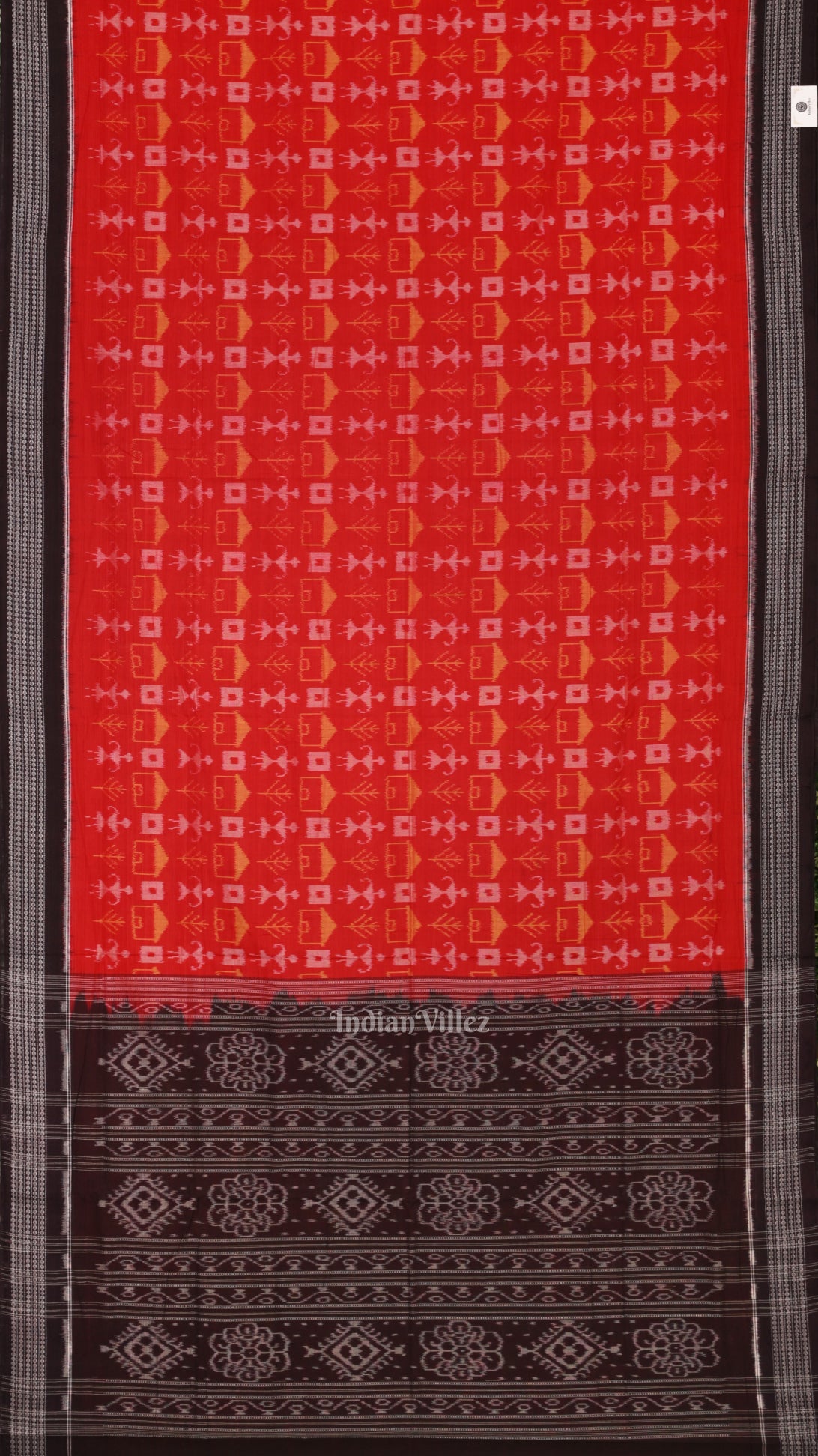 Red  Black Tribal Theme Odisha Sambalpuri Pure Cotton Saree