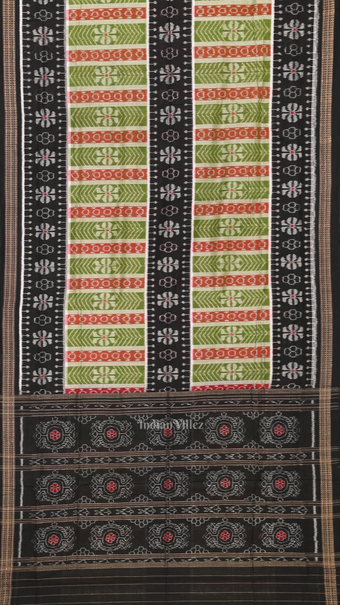 Green Black Odisha Sambalpuri Pure Cotton Saree