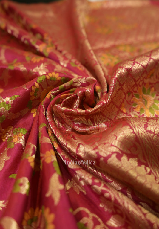 Rani Pink Meenakari Banarasi Katan Silk Saree