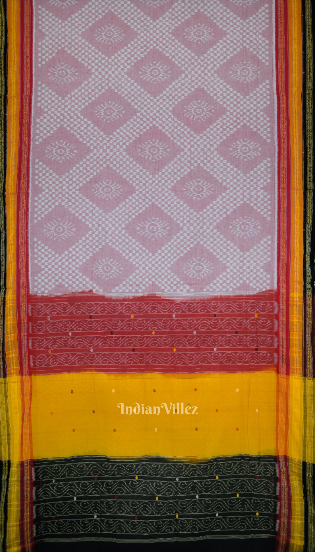 Light Pink Odisha Ikat Sambalpuri Pure Cotton Saree