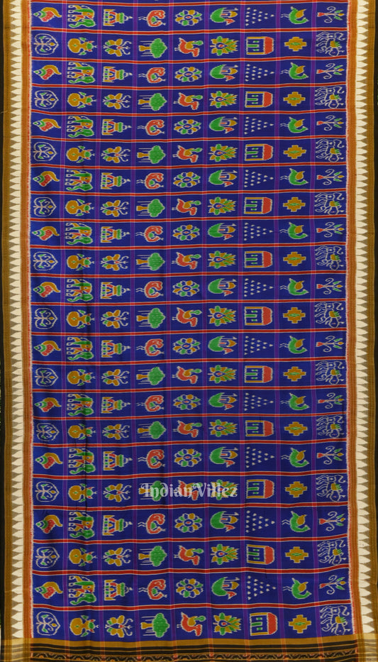 Blue Red Nabakothi Khandua Silk Saree