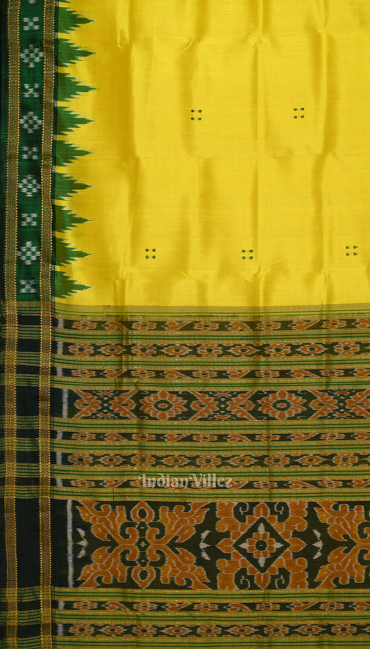 Lemon yellow Green  Pasapali Border Khandua Silk Saree 