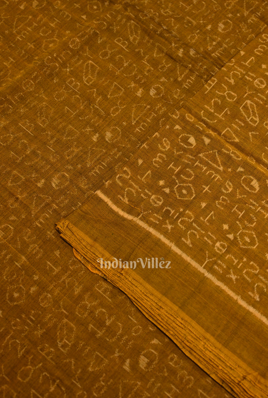 Rust Yellow Chemical Formula Theme Sambalpuri Ikat Cotton Fabric