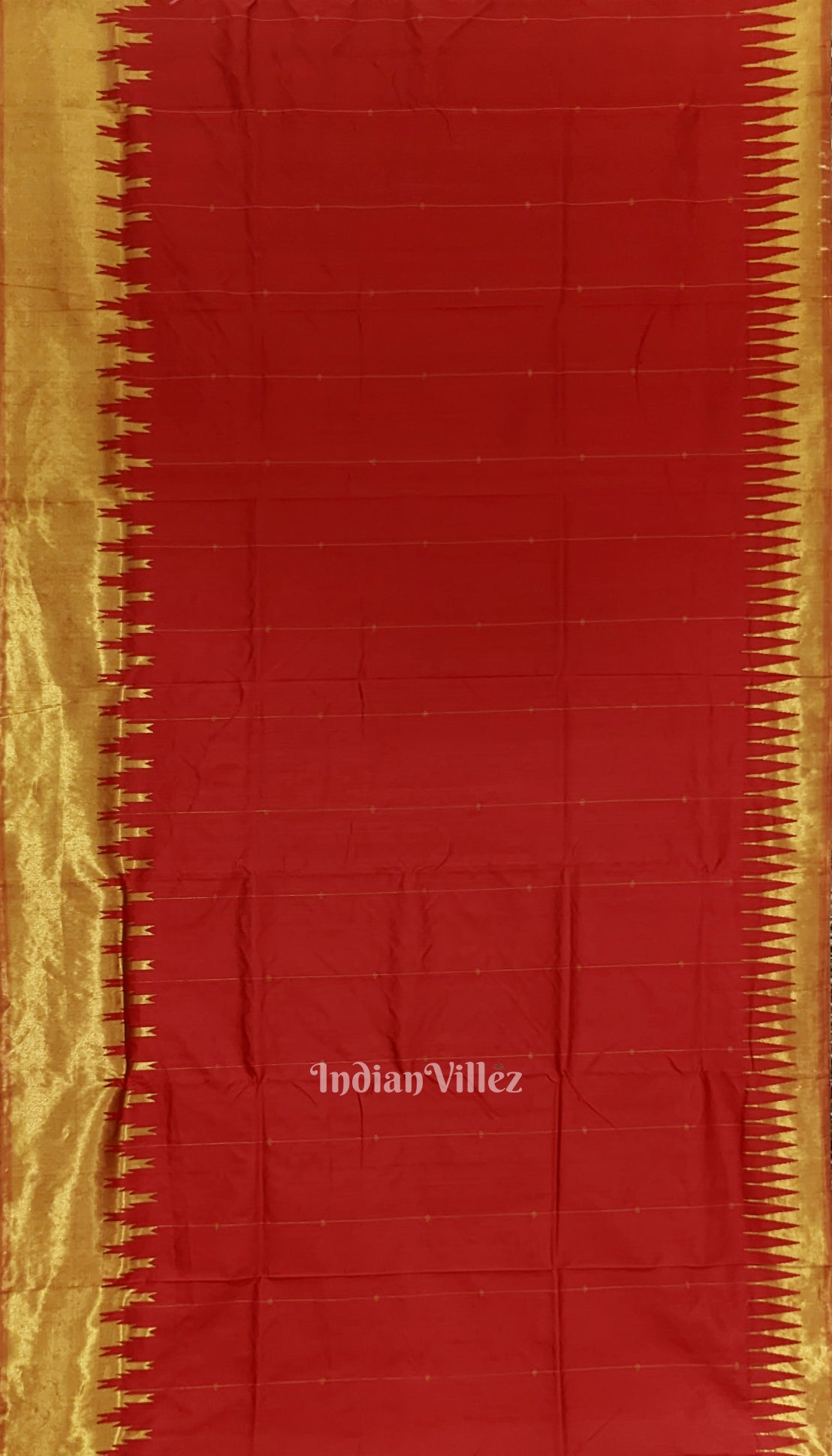 Red with Golden Zari (Tissue) Phoda Kumbha Sambalpuri Silk Saree