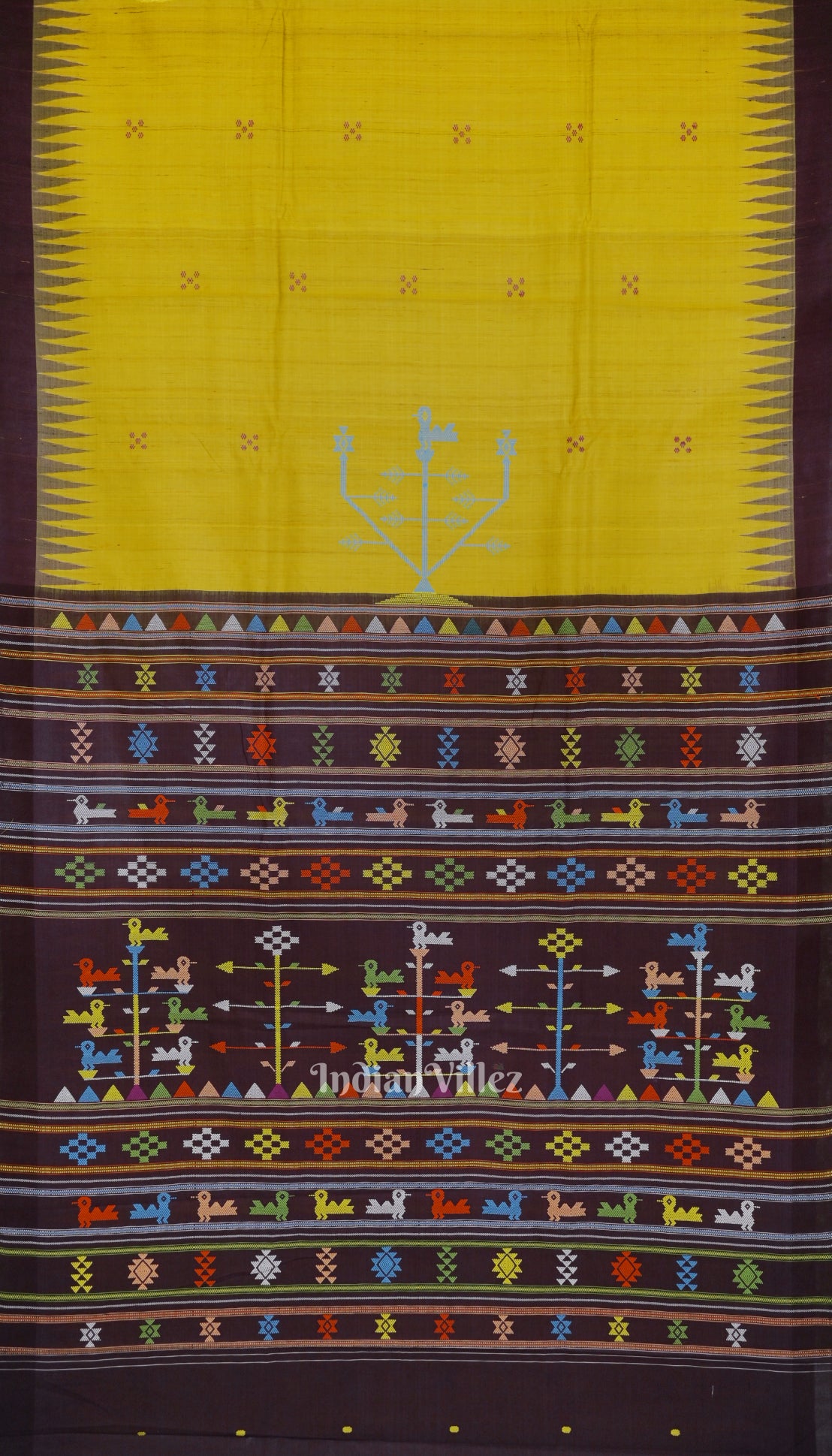 Yellow Ganjam Bomkai Gopalpur Tussar Silk Saree