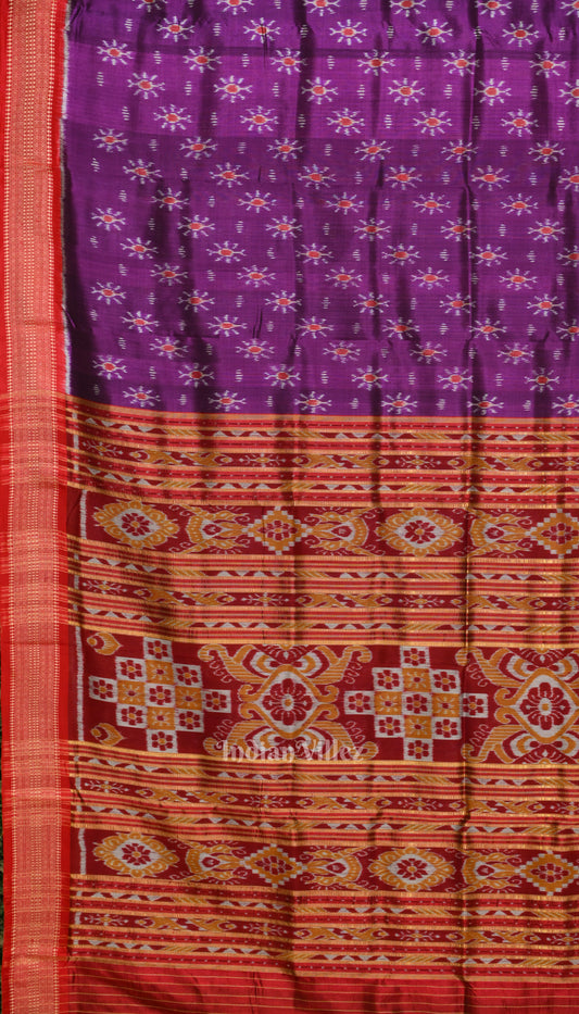 Purple Red Odisha Khandua Silk Saree 