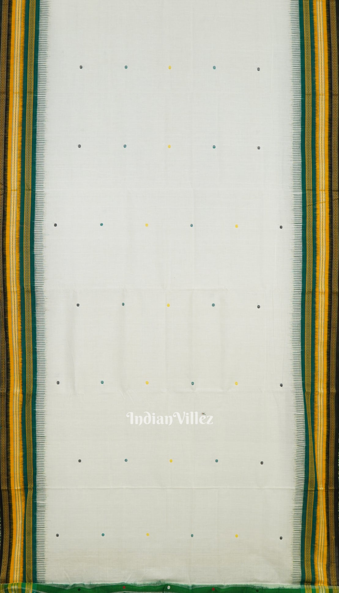 White Odisha Ikat Khandua Kathiphera Cotton Saree