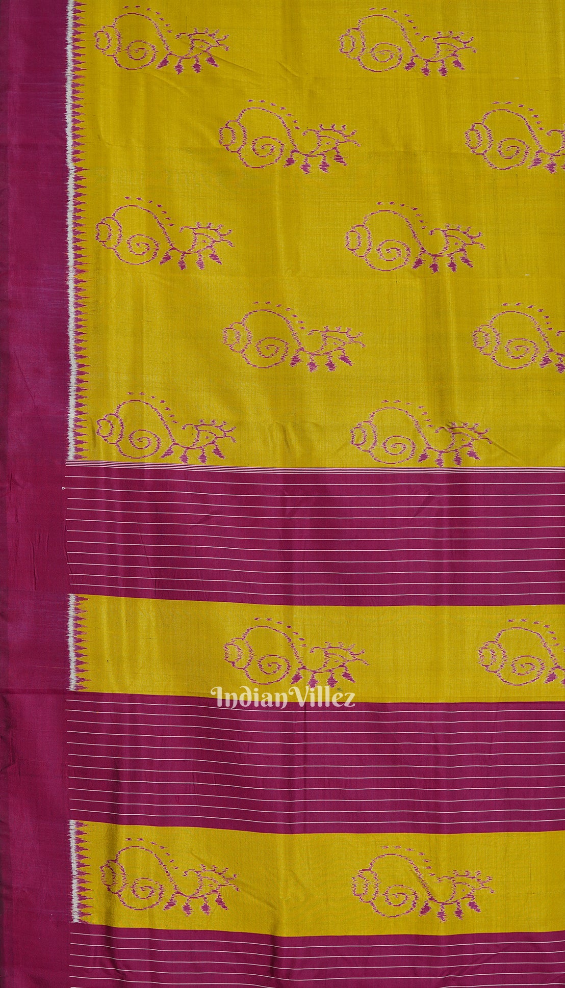 Olive Green Odisha Ikat Shankha Designer Contemporary Silk Saree