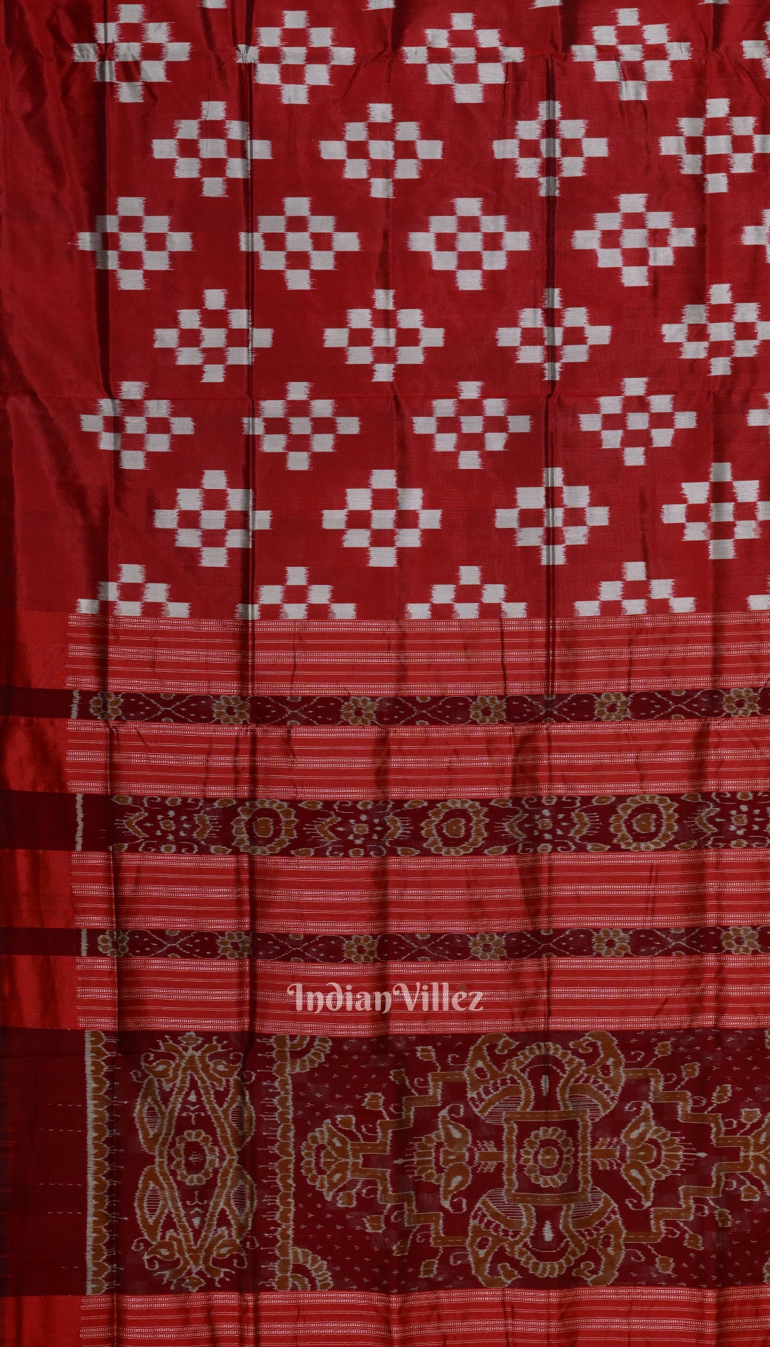 Deep Maroon Grey Pasapali Theme Sambalpuri Silk Saree