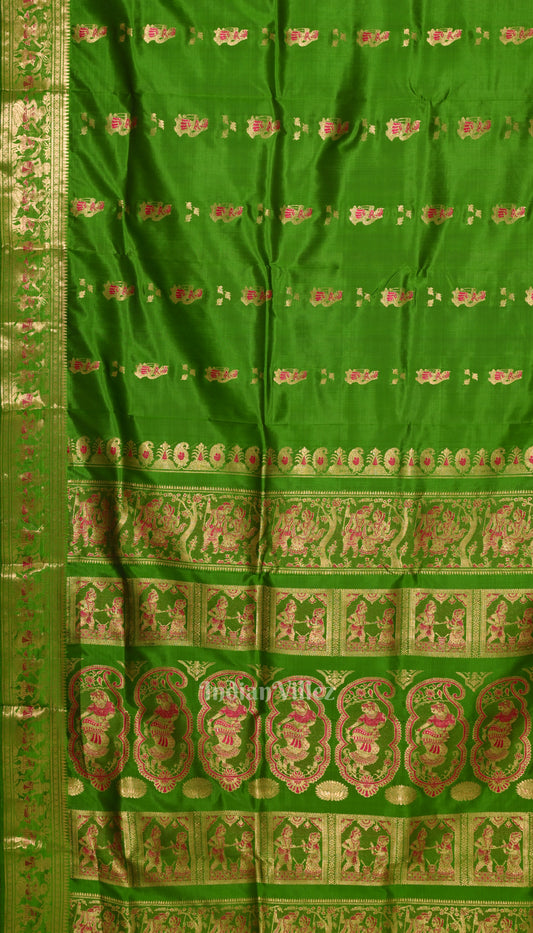 Dark green Handwoven Baluchari Silk Saree