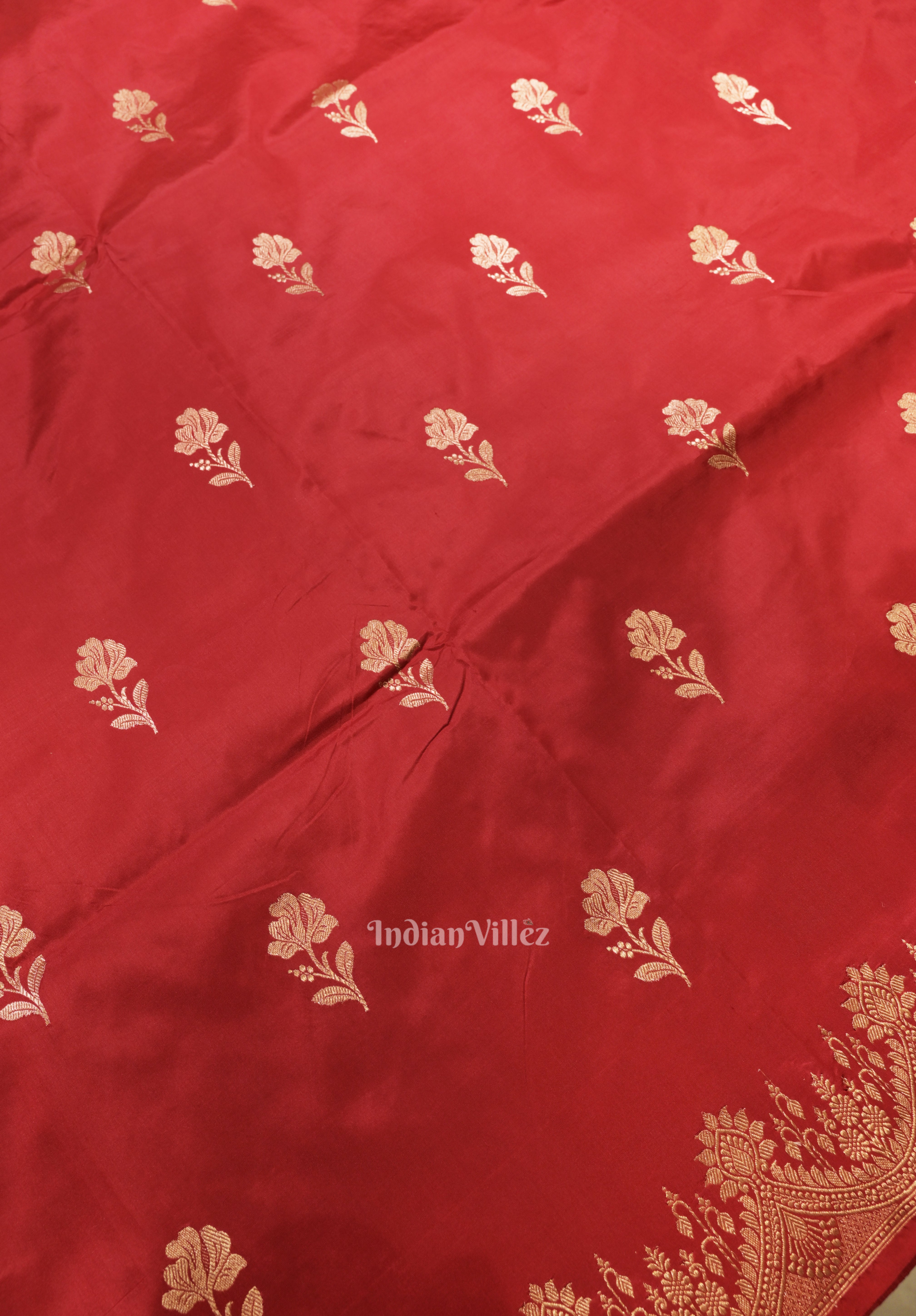 Red Designer Pure Banarasi Katan Silk Saree