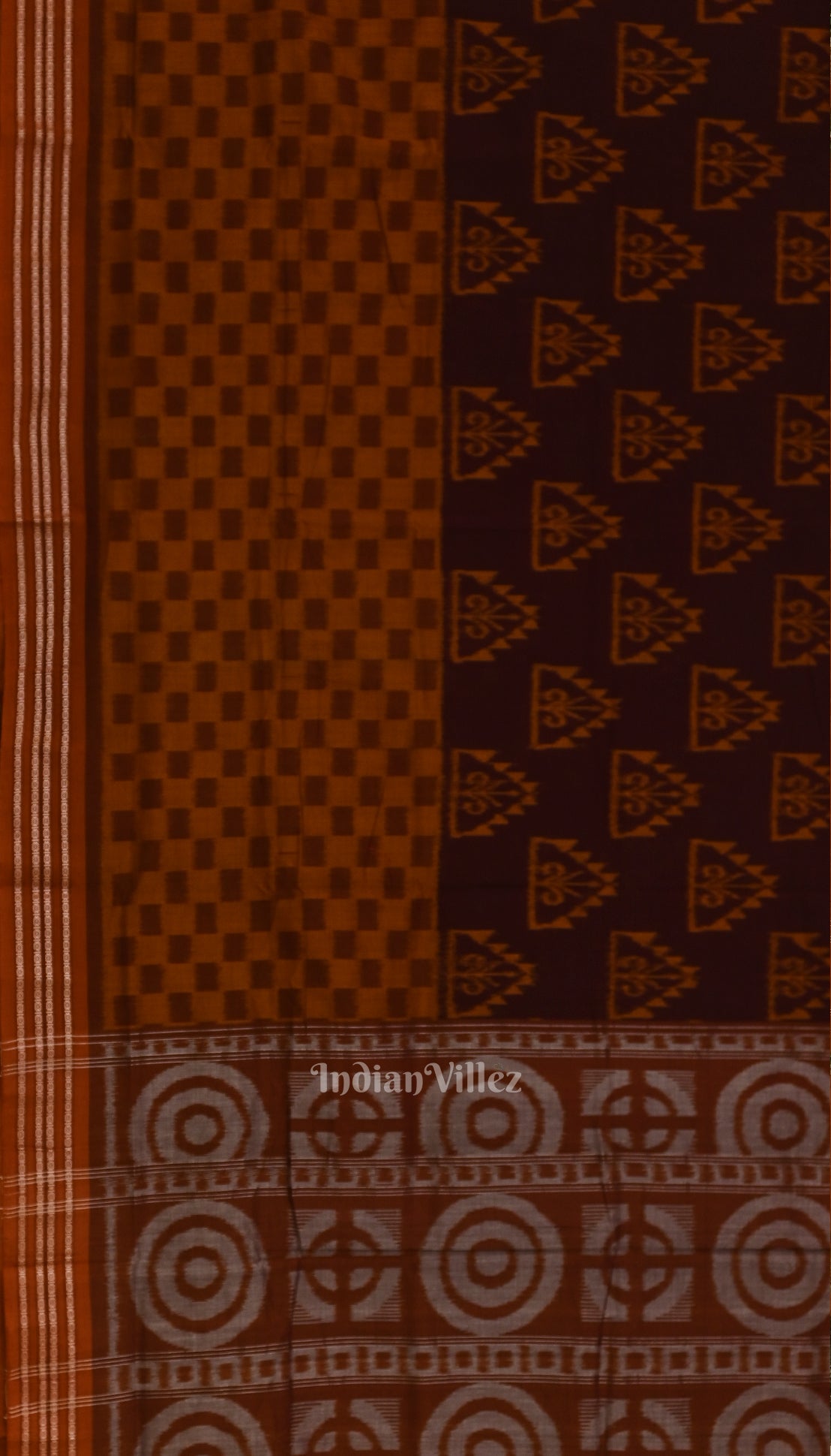 Coffee with Brown Odisha  Sambalpuri  ikat Pure Cotton Saree 