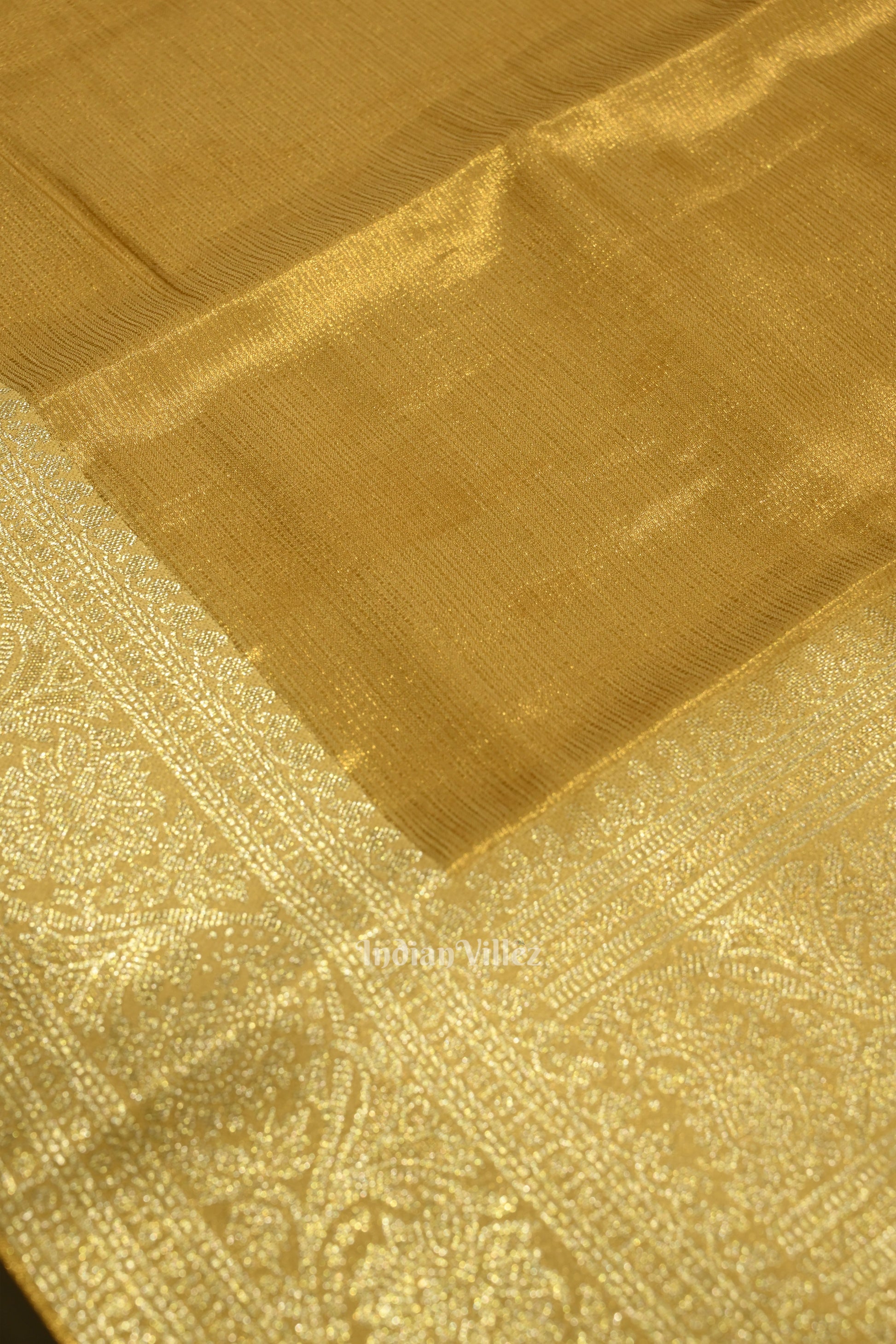 Golden Yellow Pure Kanjivaram Tissue Silk Saree