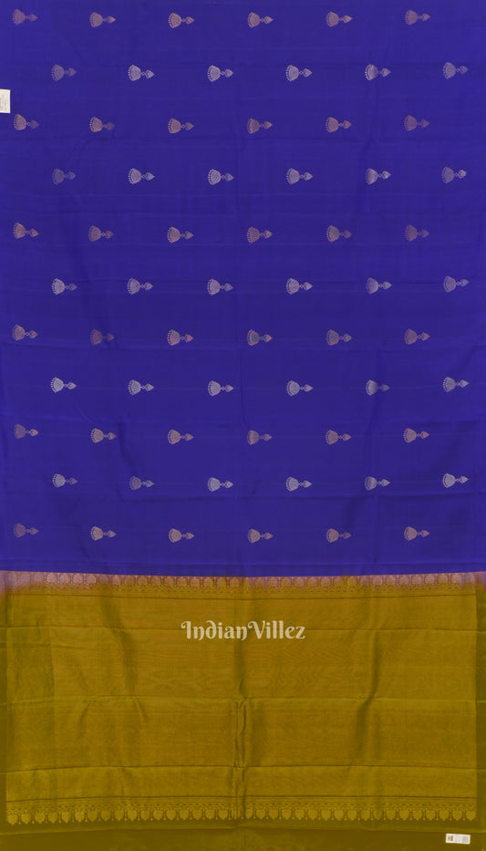 Blue With Parrot Green Pure Kanjivaram Soft Silk Saree