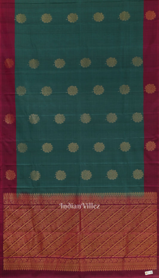 Hunter Green With Royal Maroon Pure Kanjivaram Soft Silk Saree