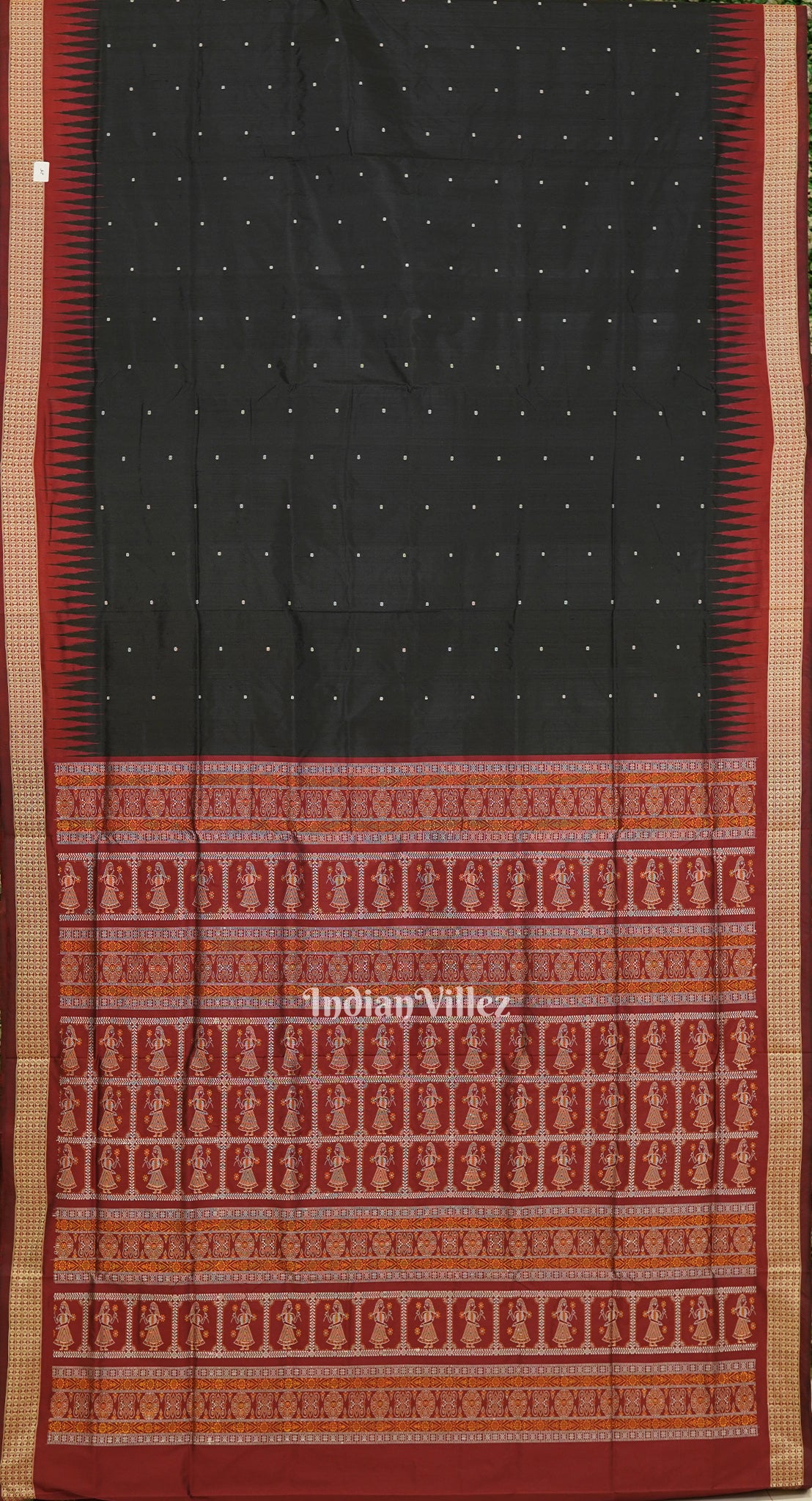 Black Butta Design Bomkai Sambalpuri Silk Saree